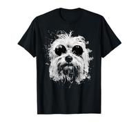 Maltes con Occhiali da Sole Bianco Splash Art Cane Maglietta