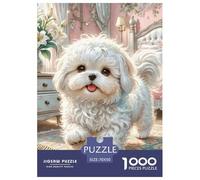 Maltese 1000Pezzi Puzzle Immagine Dipinta Pet Dog Divertimento Idea Regalo Uomo E Donna Per Adulti E Bambini A Partire Dai 12 Anni70x50cm/1000pcs