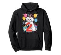 Maltese 2 ° compleanno ragazzo ragazza 2 anni secondo due maltese Felpa con Cappuccio