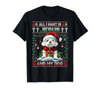 Maltese Christmas Tree Lights Decorations Dog Lover Xmas Maglietta