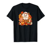 Maltese Foglie Autunnali zucche Cane d'Autunno Maglietta