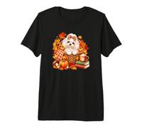 Maltese Foglie Autunnali zucche Cane d'Autunno Maglietta Premium