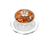 Maltese foglie autunnali zucche Cane d'autunno PopSockets PopGrip per MagSafe
