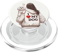 Maltese Mamma Illustrazione Amo il mio Cane Vista Posteriore PopSockets PopGrip per MagSafe