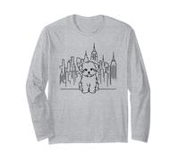 Maltese NY cane New York line art, design skyline di New York Maglia a Manica