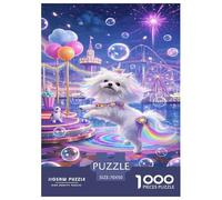 Maltese Puppy Dog Jigsaw Puzzle 1000 Pezzi, Puzzle Amusement Park Scene Adulti, Gioco Diabilità Impossibile Puzzle Pittura Gioco Intellettivo Familiare Idea Regalo Uomo E Donna 70x50cm/1000pcs
