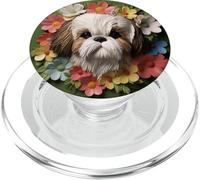 Maltese Shih Tzu Dog Mom Graphic Cute Paper Wildflower PopSockets PopGrip per MagSafe