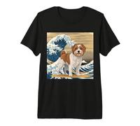 Maltipoo Giapponese Kanagawa Wave Surf Amante dei Cani Maglietta Premium