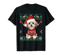 Maltipoo, Maglione Natalizio con Cane Che Indossa Un Brutto Maglione Natalizio Maglietta