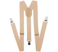 Malu Shoes Bretella a Forma di X con 4 Clip, Elastici Registrabili Bretelle Uomo Donna Larghe 3.5cm, Bretelle Pantaloni per Camicie, Abiti, Feste, Affari (BEIGE)