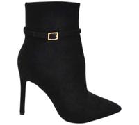 Malu Shoes Stivaletto Donna Tronchetto Open Cut in camoscio Nero a Punta con Tacco a Spillo 12 cm e Cinturino alla Caviglia (40 EU)