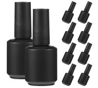 MALUGOGO 10 Pezzi Bottiglie Vuote per Smalto 15ml in Vetro Pennello Nero, per Viaggio e Uso Professionale, Contenitori Riutilizzabili per Smalto e Lattice Liquido