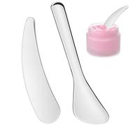 MALUGOGO 2 spatole per crema occhi in acciaio inox, riutilizzabili, piccole per trucco e cosmetici, per un'applicazione precisa della cura della pelle nella routine di bellezza del viso