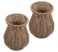 MALUGOGO 2 vasi in plastica in stile pastorale intrecciati a mano in finto rattan per composizioni floreali per tavolo da tavolo decorazione rustica in stile rustico per la casa