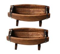 MALUGOGO 2pezzi Fioriera in Legno Da Esterno Mezza Botte Vaso Rustico Decorativo Per Piante Vasi Fiori Botte Per Giardino e Interni