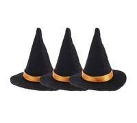 MALUGOGO 3 Pezzi Cappello da Strega Mini Nero per Halloween, Decorazione per Festa, Realizzato in Feltro Resistente e Facile da Conservare, per Party a Tema Streghe