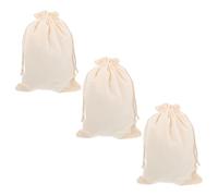 MALUGOGO 3 Pezzi Sacchetto in Tela Beige con Chiusura a Doppio Cordoncino, Riutilizzabile e Lavabile, per Conservare Pane e Tuberi in Dispensa o Durante la Cottura