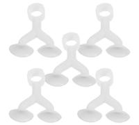 MALUGOGO 5 Pezzi Fermaporta in Silicone a Doppia Ventosa, Protezione Anticollisione per Maniglie e Pomelli, Bianco, Senza Forare, per Bagno, Cucina e RV