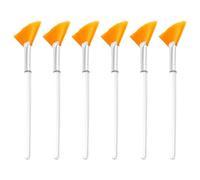 MALUGOGO 6 Pezzi Pennello per Giallo in Fibra Manico lungo Facile da Impugnare per Applicazione Uniforme e Riduzione degli Sprechi per Trattamenti Viso