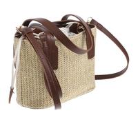 MALUGOGO Borsa da Spiaggia Intrecciata a Tracolla da Donna Borsa a Secchiello in Paglia Resistente per Viaggi e Shopping Colore Marrone 1 Pezzo