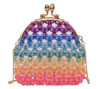 MALUGOGO Borsa Tracolla da Donna Perline di Perla Traforata Colorata, Realizzata in Acrilico Catene Metalliche, Elegante e Piccola per Uso Quotidiano