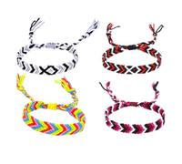 MALUGOGO Bracciali Bohemien da Donna e Uomo 4 Pezzi Regolabili in Cotone Intrecciato Fatti a Mano Stile Etnico Elegante per Compleanno o Welfare Colore