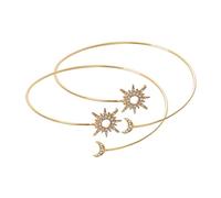 MALUGOGO Bracciali da Donna 2 Pezzi Bracciale Metallico con Cristalli Sole e Luna Regolabile in Lega Oro Accessori Eleganti per Festival e Compleanni