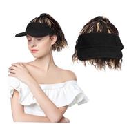 MALUGOGO Cappellino Baseball Donna con Parrucca Coda Alta Riccia in Capelli Sintetici Morbidi Berretto Traspirante Regolabile per Uso Quotidiano Feste Halloween e Cosplay