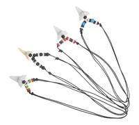 MALUGOGO Collana Dente di Squalo 4 Pezzi Ciondolo in Acrilico e Legno Resistente, Stile Costiero per Surfisti e Appassionati di Attività All'aperto, per L'estate