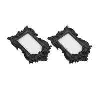 MALUGOGO Cornice per Foto Stile Barocco Classico 2 Pezzi Vintage in Resina Nera Protezione Rapida delle Immagini, Decorazione Elegante per Pareti e Feste