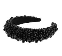 MALUGOGO Fascia per Chioma Donna Perle Barocche Nero, Leggera e Decorativa, Elegante e Confortevole per Feste e Uso Quotidiano