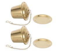 MALUGOGO Filtro per Tè Rete Fine Compatta in Acciaio Inossidabile 304 con Coperchio e Catena, Set 2 Pezzi per Infusore da Tè Sfuso, per Cucina e Casa