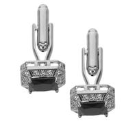 MALUGOGO Gemelli da Polso Quadrati Eleganti in Rame e Strass Nero per Camicia, Mantengono Brillantezza e Aderenza Sicura, per Feste e Cerimonie Casual