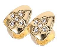 MALUGOGO Grill Oro 2 Pezzi con Pietre Brillanti in Metallo per Adulti, Comodo e Leggero, Accessorio Unico per Feste Hip Hop e Rapper