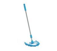 MALUGOGO Mini mocio triangolare telescopico con testa girevole girevole, strumento leggero per la pulizia di pavimenti in vetro e angoli della vasca da bagno, manico estensibile blu per uso domestico