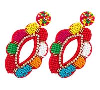 MALUGOGO Orecchini Pendenti a Forma di Fiore da Donna Perline Colorate, Leggeri e Comodi, Accessori Moda per Feste e Uso Quotidiano, Design Vintage Nappine, Materiali Sicuri e Delicati