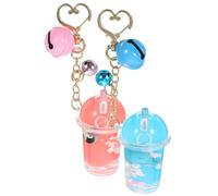 MALUGOGO Portachiavi in Acrilico Set da 2 Pezzi a Forma di Bottiglia di Latte e Campanella, Ciondolo Pendente Elegante e Creativo per Borse e Auto, Accessorio Decorativo Unisex