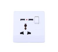 MALUGOGO Presa da Muro con Doppia Uscita USB 2a e Spina a 3 Poli, Alimentatore Sicuro in Plastica Resistente al Fuoco, per Dispositivi Digitali e Mp3
