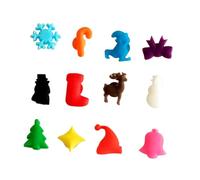 MALUGOGO Segnabicchieri in Silicone Natalizio Riutilizzabile 24 Pezzi Ventosa per Feste di Natale e Raccolte, Marcatori per Bicchieri che Si Fissano Saldamente Colore Colore Casuale