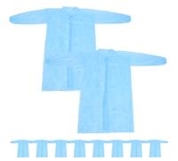 MALUGOGO Set 10 Camici da Laboratorio Monouso Non Tessuto Bottoni Camici da Laboratorio Unisex Leggeri e Traspiranti Tute Protettive per Ambienti di Lavoro