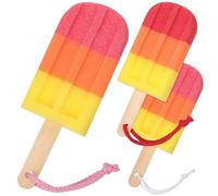 MALUGOGO Set 3 Pezzi Spugna per Corpo Forma Gelato Esfoliante Spazzola da Doccia Morbida per Pulizia Corpo Completa Uso Familiare
