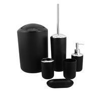 MALUGOGO Set Accessori Bagno Nero in Plastico Resistente All'umidità con Dispenser Sapone e Portaspazzolino Elegante per Pavimento Bagno o Matrimonio