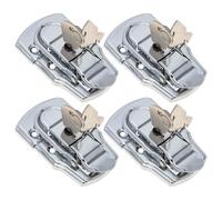 MALUGOGO Set da 4 Chiusure in Ferro Argento per Cassetta Attrezzi con Chiave, Design Stabile e Funzionale per Blocco Sicuro e Utilizzo Efficiente