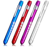 MALUGOGO Set di 4 luci a penna mediche per infermieri e medici, luci a LED bianche per diagnostica e infermieri, con clip, set di forniture per la scuola infermieristica portatile e set di luci per