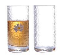MALUGOGO Set di 6 Bicchieri Acqua Resistenti al Calore in Vetro Design Giapponese Dipinto a Mano, Decorazione Semplice a Fiore, per Banchetti e Feste