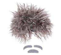 MALUGOGO Set Parrucca da Cosplay Scienziato Pazzo Baffi e Sopracciglia Marrone Chiaro, Copricapo Costume Vecchio Professore per Feste e Cosplay, Barba Finta Autoadesiva per Ragazzi e