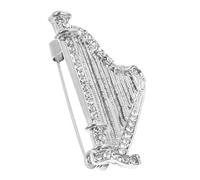 MALUGOGO Spilla a Forma di Arpa Elegante e Versatile in Lega Argento Strass Accessorio per Borse e Cappelli in Occasioni di Festa e Stile Quotidiano