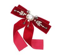 MALUGOGO Spilla vintage con fiocco con strass rosso, spilla retrò britannica per abiti da sera, cardigan e accessori per occasioni speciali