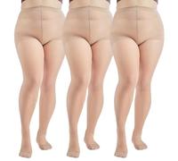 Malustar 3 paia di collant velati da donna, 10 denari, diversi colori disponibili, Beige, XXL