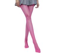 Malustar Collant velati 10 denari per donne e ragazze dai colori vivaci, Rosa acceso, S-L